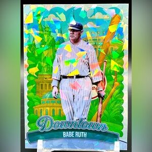 Babe Ruth SP Downtown Cracked Ice Holographic Custom Trading Card NY Yankees